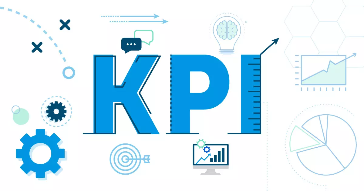 Blue KPI letters with blue icons.