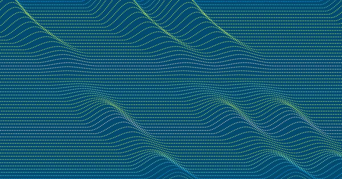 Blue background with green squiggle lines
