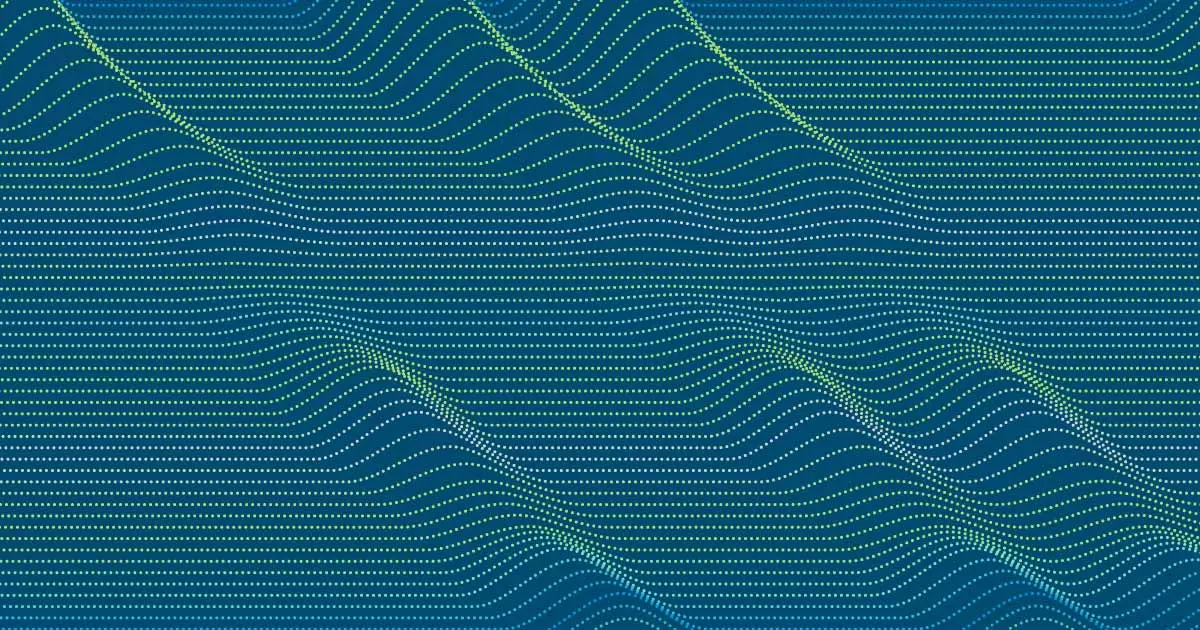 Blue background with green squiggle lines