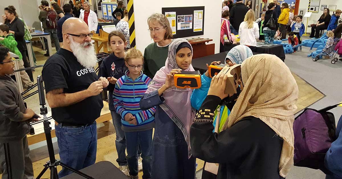 Group of people at science festival