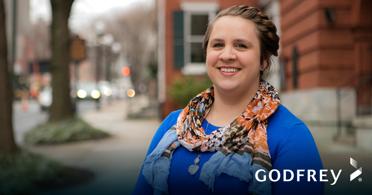 Godfrey's Lindsay Derecola in front of house