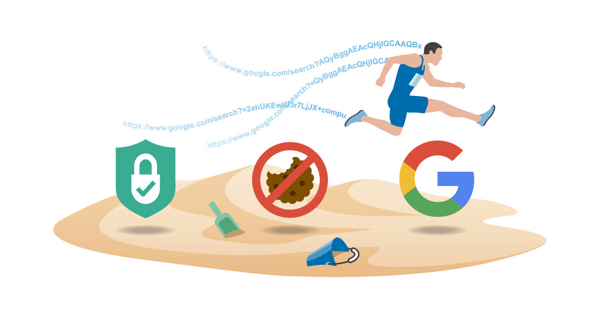 Man running hurdles with icons below.