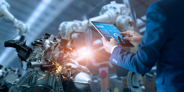 Using a tablet to control a robot arm grid image