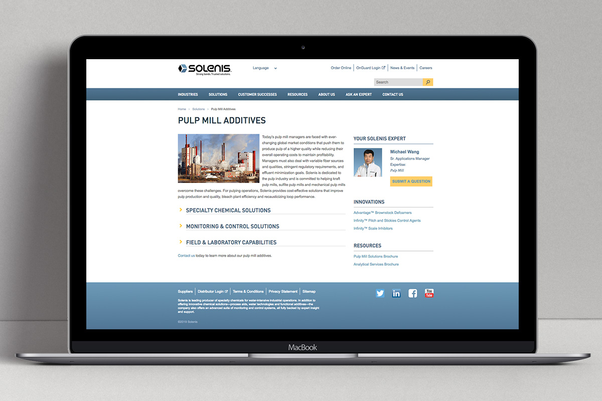 Solenis website example
