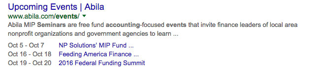 Event schema markup