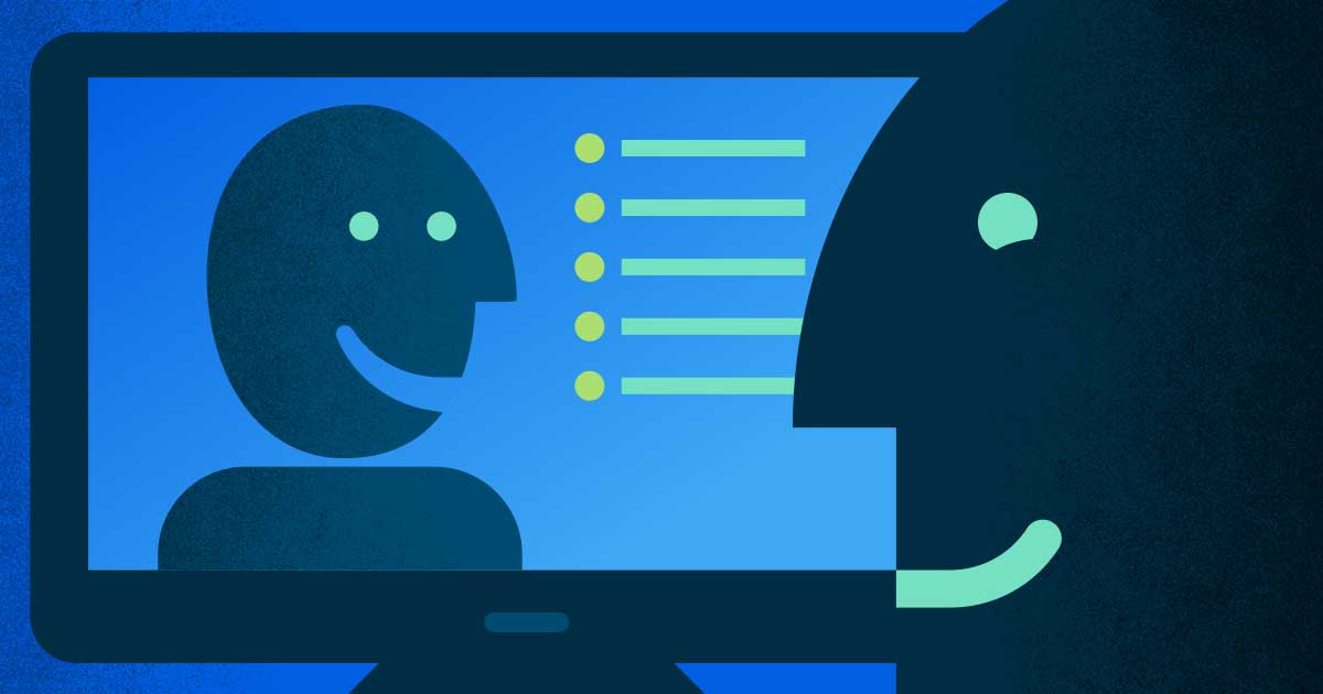 blue graphic of people and a computer