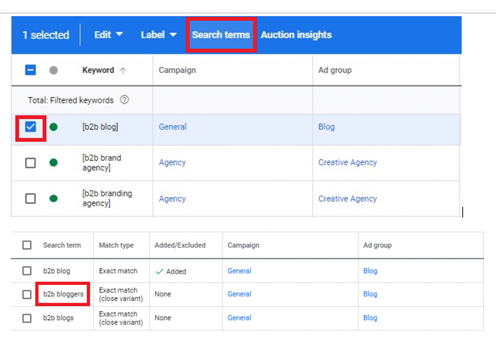 Search Terms Example