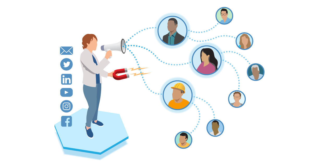 graphic of influencers attracting audience