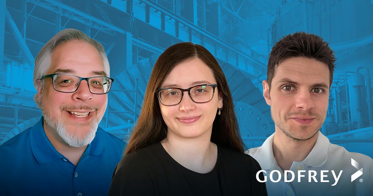 3 Godfrey employees with logo