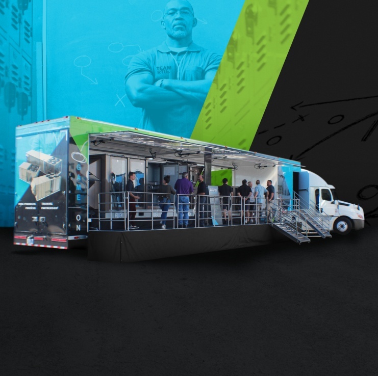 Mobile YORK® technology showcase with visitors inside, highlighting hands-on product demonstrations and experiential branding.