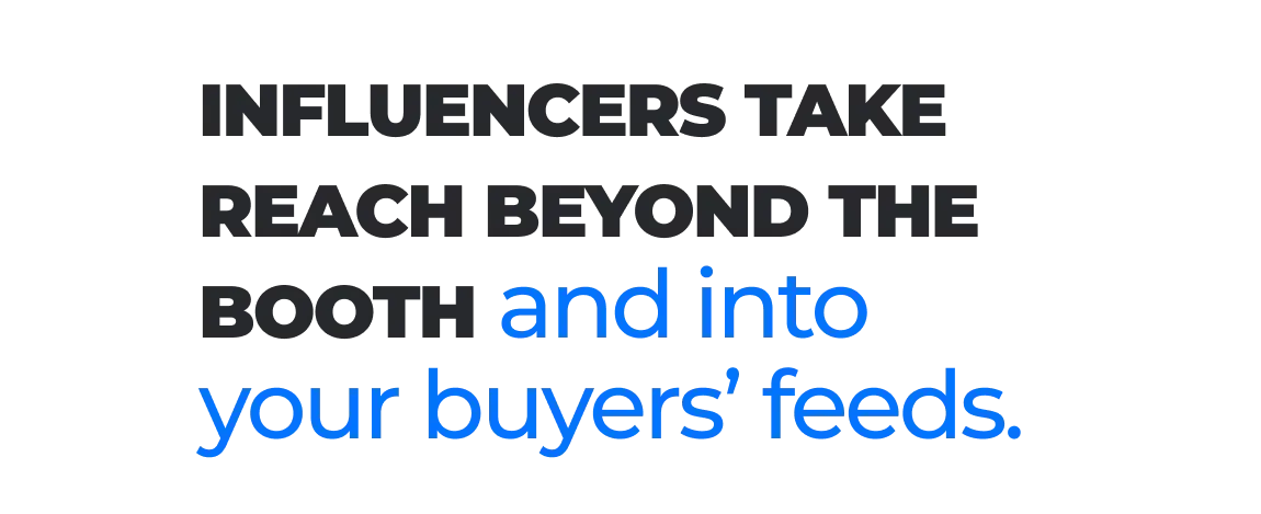 Graphic with dark gray and blue text emphasizing the message: “Move up and into your buyers’ feeds.”