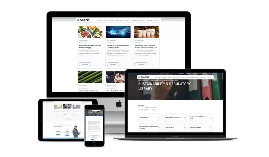 Solenis website displayed on a laptop showcasing the company’s redesigned digital experience.