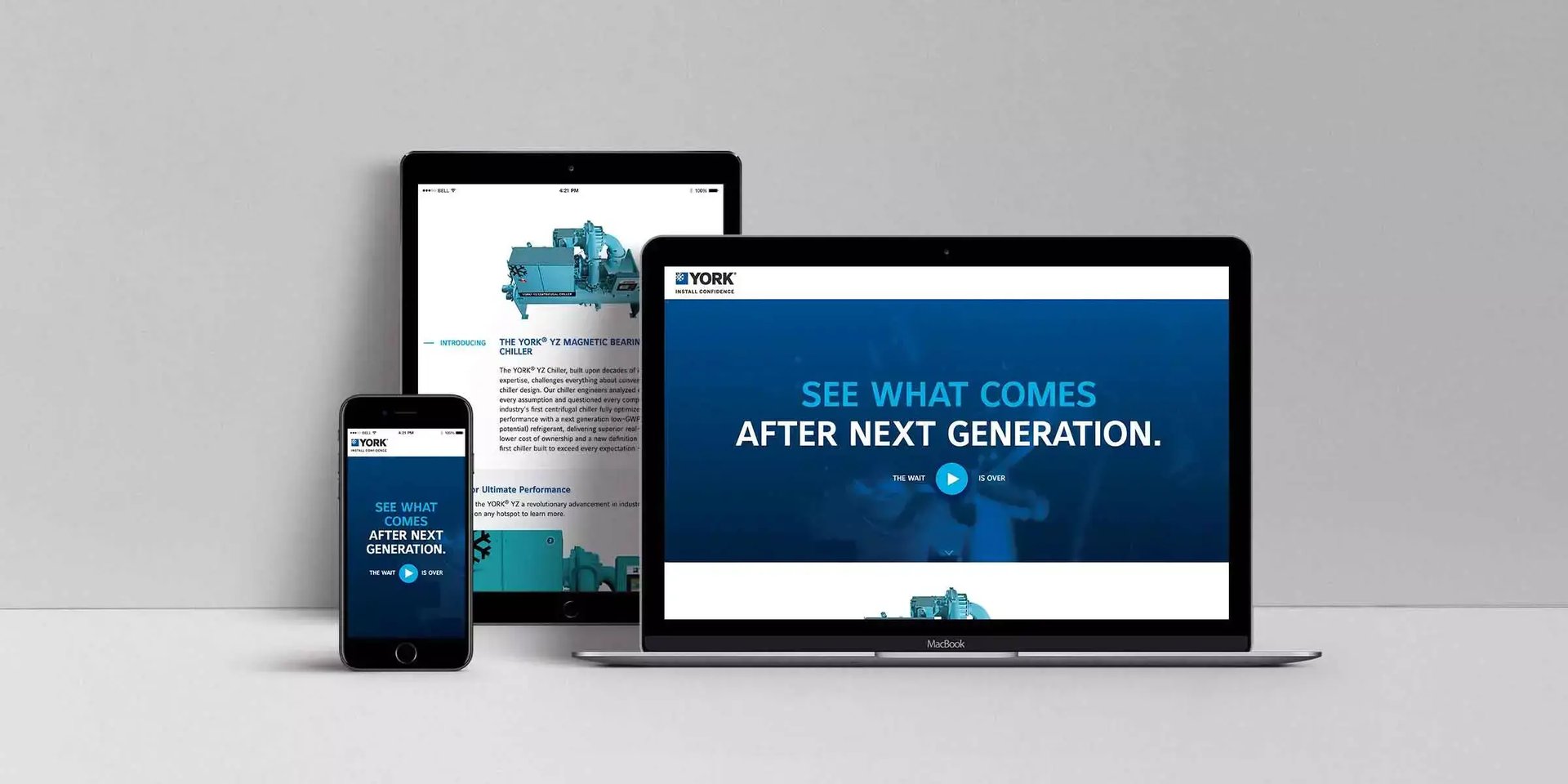 YORK YZ centrifugal chiller featured in Johnson Controls campaign creative for the new product launch.