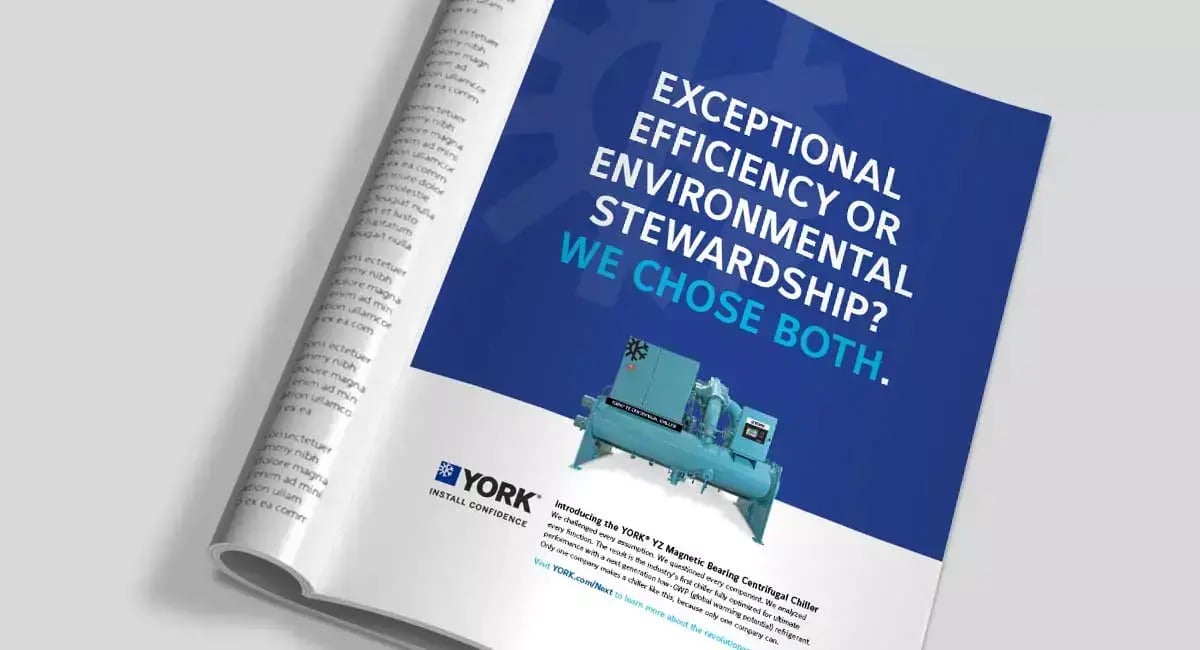 Johnson Controls YORK YZ launch materials promote the new chiller through coordinated digital campaign creative.