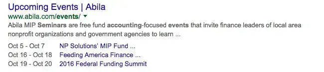 Event schema markup